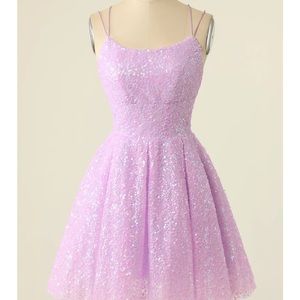 Purple Sequin Mini Dress